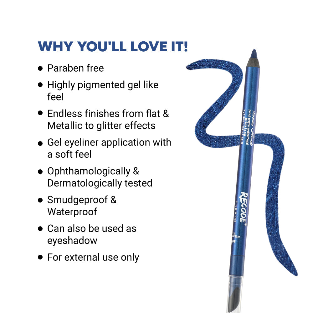 Recode Turning Heads Blue Crayon Gel Eyeliner Cum Kajal Pencil 1.20 G