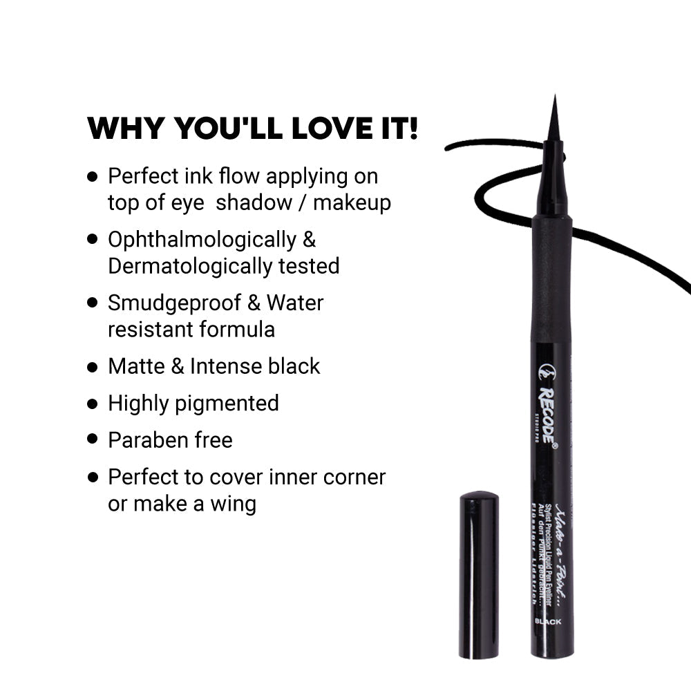 Recode Sketch Pen Eyeliner - Make A Point 1.20 ML Waterproof & Smudge Proof