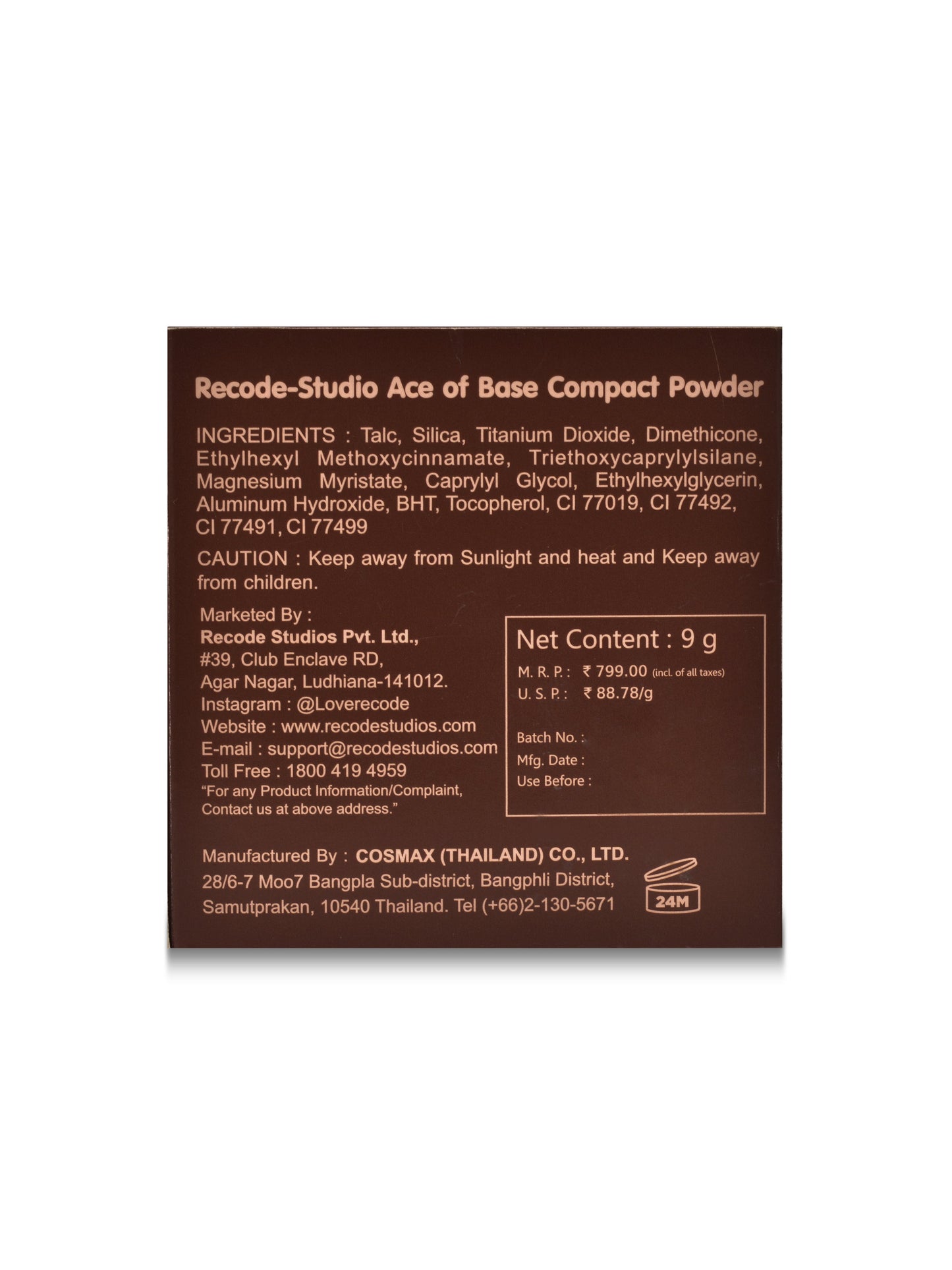 Recode Compact Powder 01 Sunday 9 G
