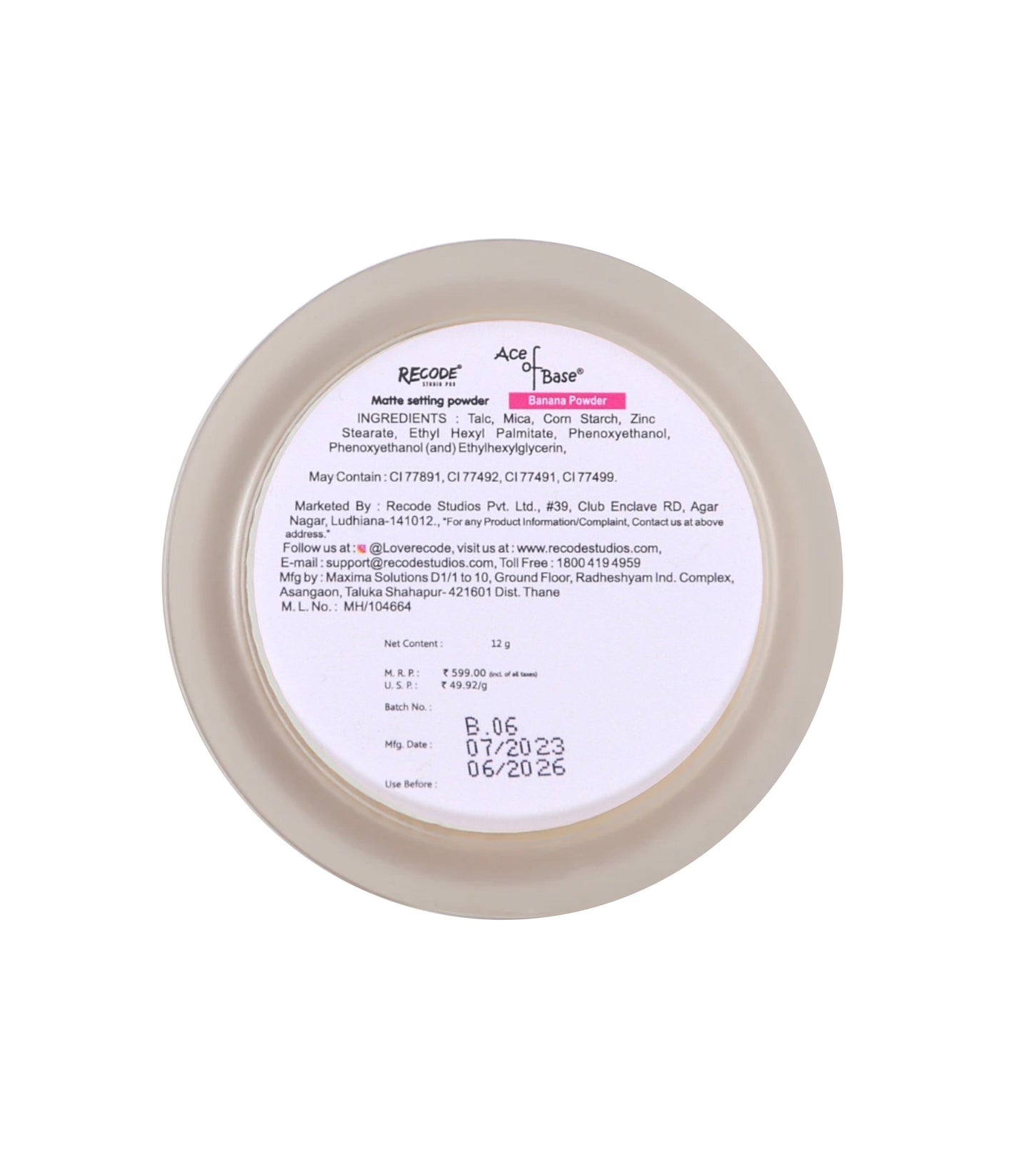 Recode Banana Translucent Setting Powder - 12 G